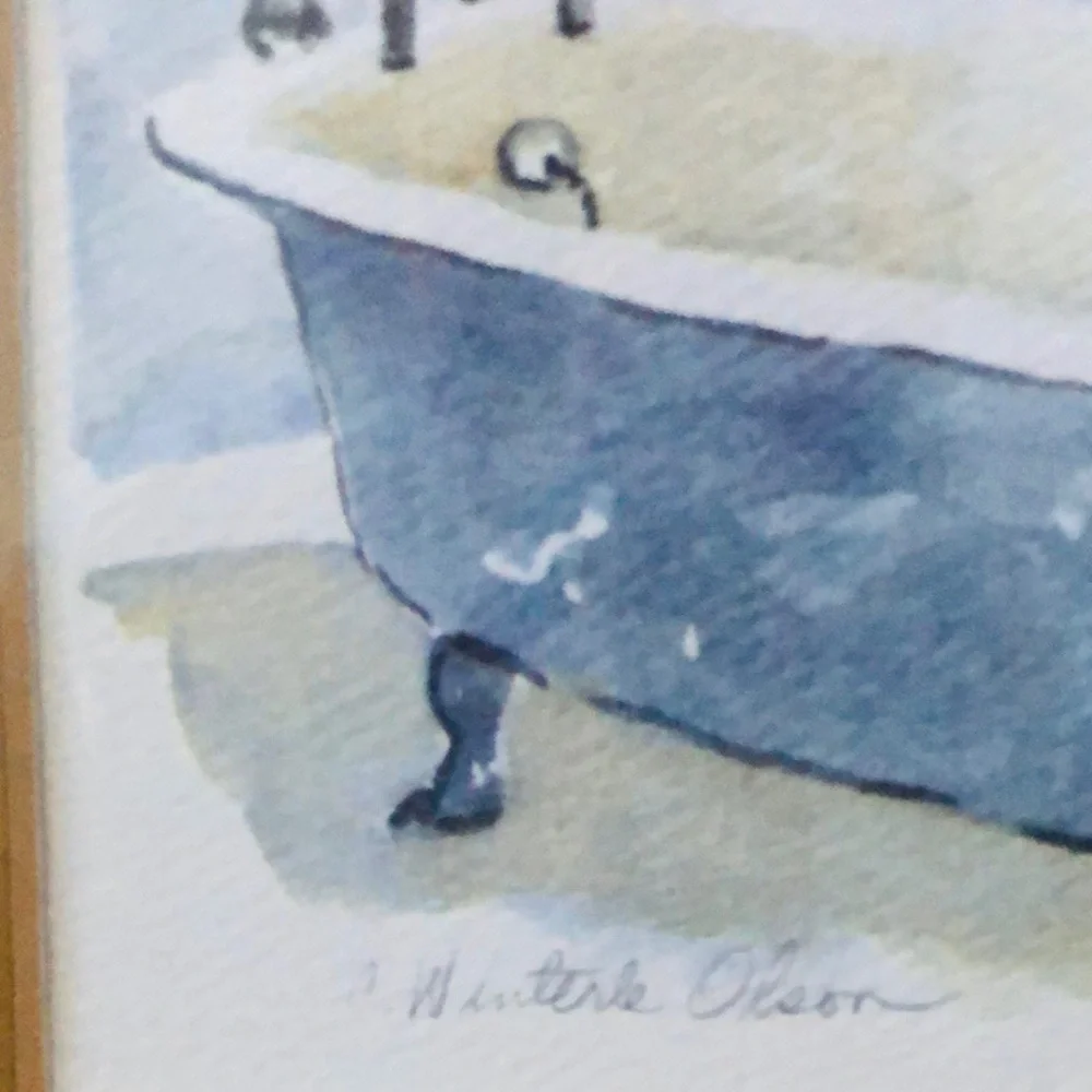 Vintage French Blue Bathtub Frame Wall Art